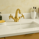 Solid Brass Single-Hole Bathroom Faucet – Classic Cross Handles bathroom faucet for bathroom vanities, powder rooms, basin sinks, and vintage-inspired wash spaces - view 3