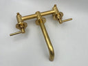 Unlacquered Brass Bathroom Faucet wall mount faucet for wall-mounted sink layouts, bathrooms, kitchens, and compact wash spaces - view 2