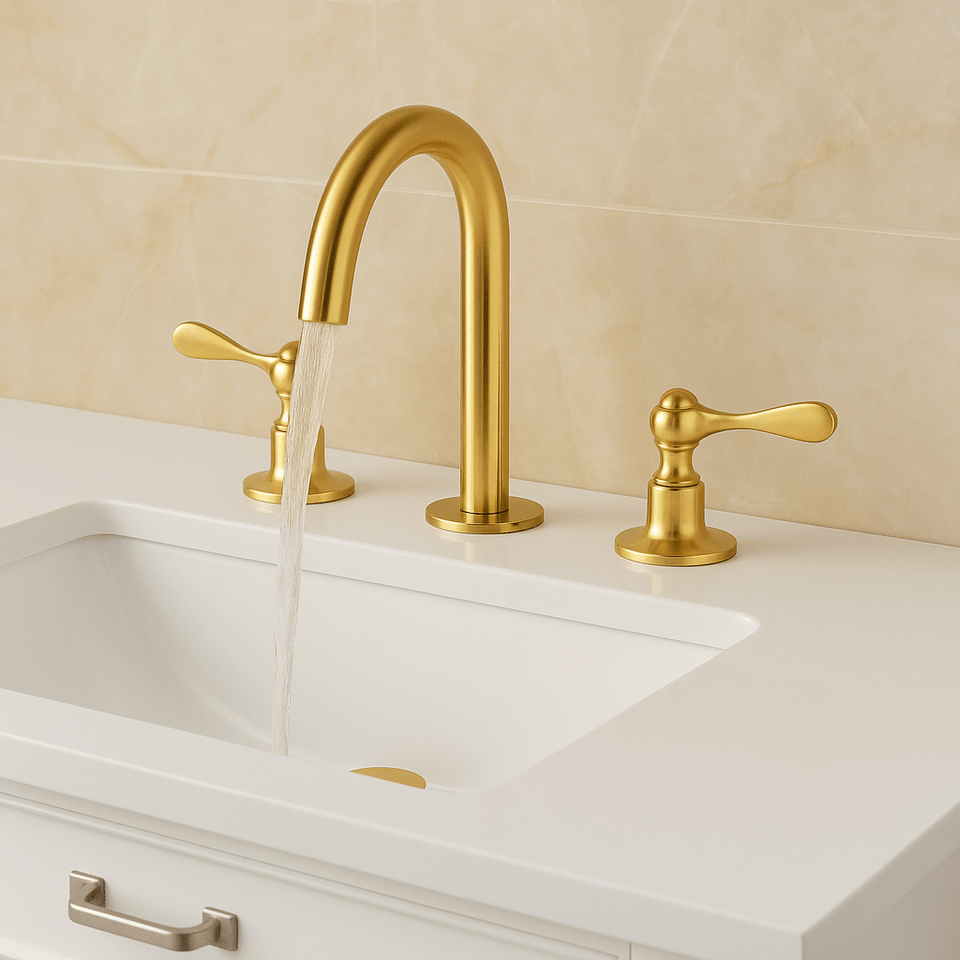 Solid Brass Widespread Bathroom Faucet – Handle Options bathroom faucet for bathroom vanities, powder rooms, basin sinks, and vintage-inspired wash spaces - view 1