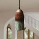 Verdigris Copper Cylinder Pendant – Tall Green Patina Ceiling Fixture Pendant Lighting detail view 4