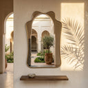 The Gate - Hand-Forged Solid Unlacquered Brass Mirror wall mirror for bathrooms, entryways, dressing rooms, and decorative wall styling - view 1