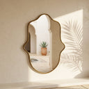 The Hamsa - Hand-Forged Solid Unlacquered Brass Mirror wall mirror for bathrooms, entryways, dressing rooms, and decorative wall styling - view 2