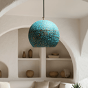 Turquoise Patina Brass Pendant – Dome Ceiling Light for Rustic Interiors Pendant Lighting detail view 2