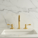 Unlacquered Brass Bathroom Faucet: Widespread 3-Hole Sink Fixture Bathroom Faucets detail view 3