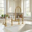 Unlacquered Brass Bridge Kitchen Faucet Kitchen Faucets detail view 2