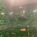 Unlacquered Brass Curved Shower System shower system for primary bathrooms, guest bathrooms, walk-in showers, and classic bath renovations - view 2