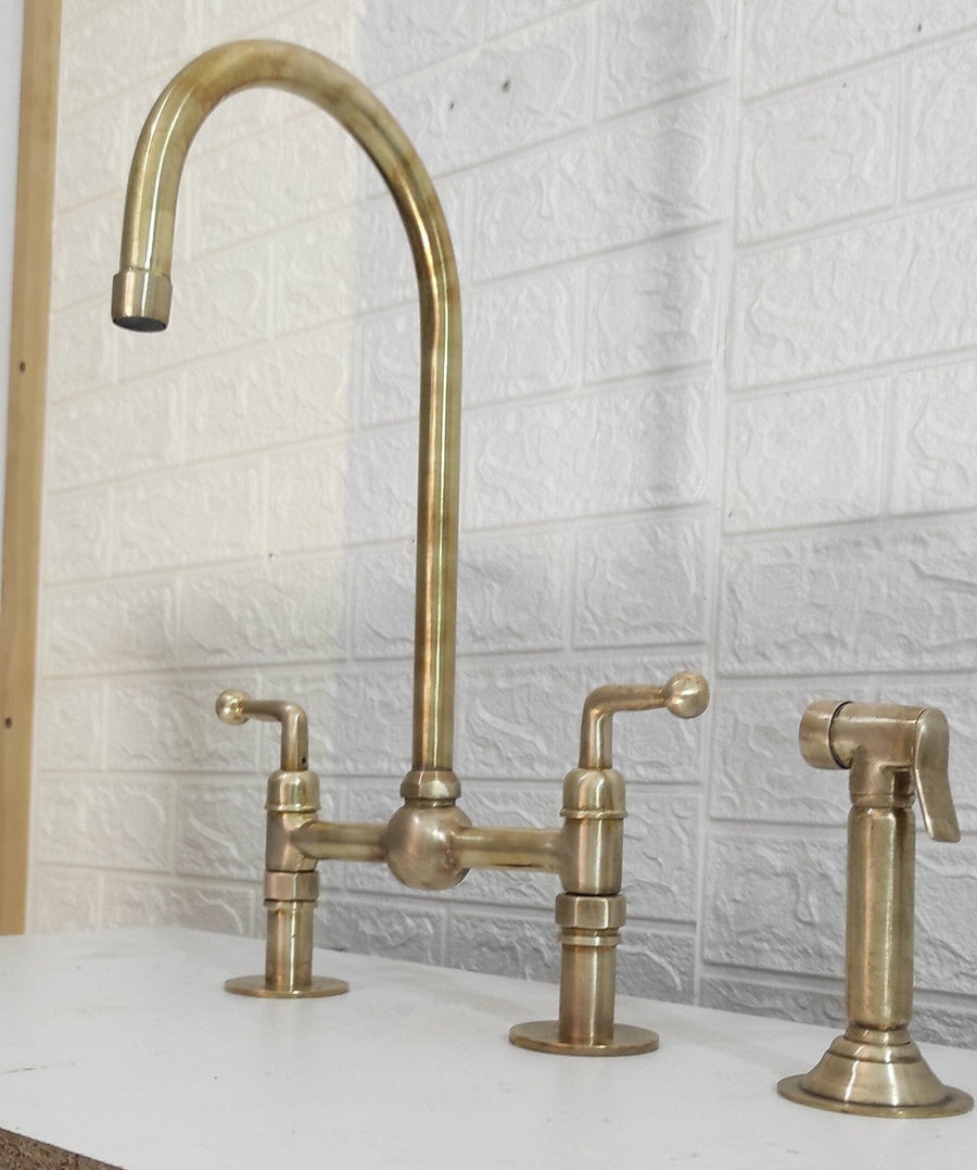 Unlacquered Brass Kitchen Faucet Lever Handles home decor accent for entryways, bathrooms, kitchens, shelves, and warm artisan interiors - view 1