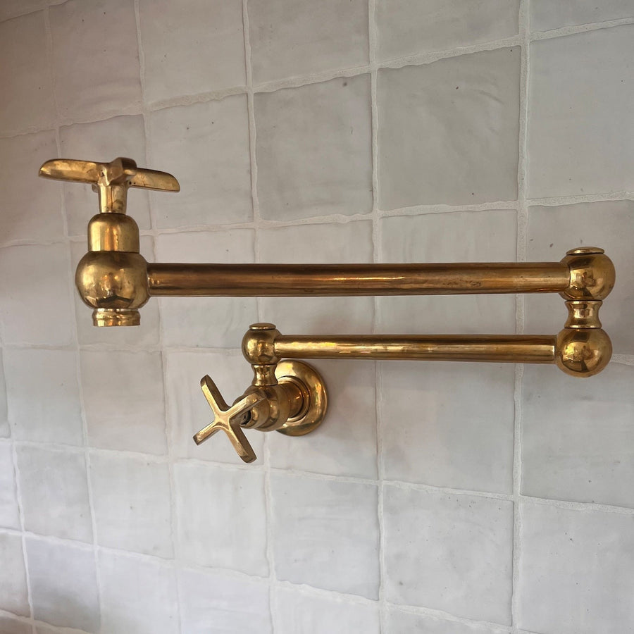 Unlacquered Brass Pot Filler home decor accent for entryways, bathrooms, kitchens, shelves, and warm artisan interiors - view 1