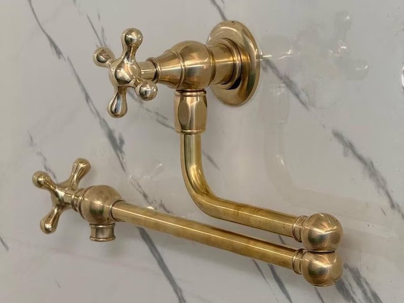 DINA - Unlacquered Brass Pot Filler home decor accent for entryways, bathrooms, kitchens, shelves, and warm artisan interiors