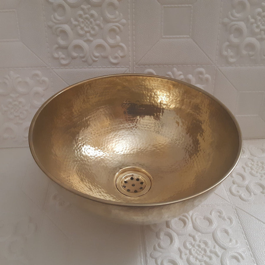 Unlacquered Brass Round Vessel Sink home decor accent for entryways, bathrooms, kitchens, shelves, and warm artisan interiors - view 1