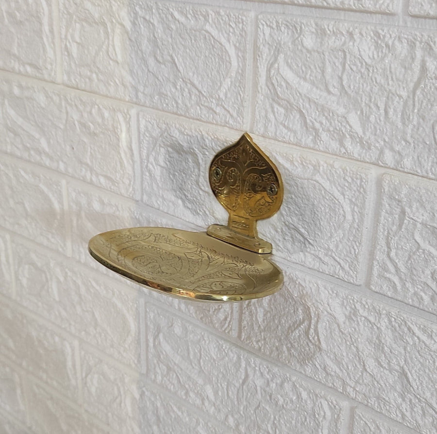 Unlacquered Brass Soap Holder home decor accent for entryways, bathrooms, kitchens, shelves, and warm artisan interiors - view 1