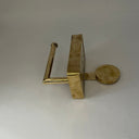 Brass Toilet Paper Holder With Shelf home decor accent for entryways, bathrooms, kitchens, shelves, and warm artisan interiors - view 2