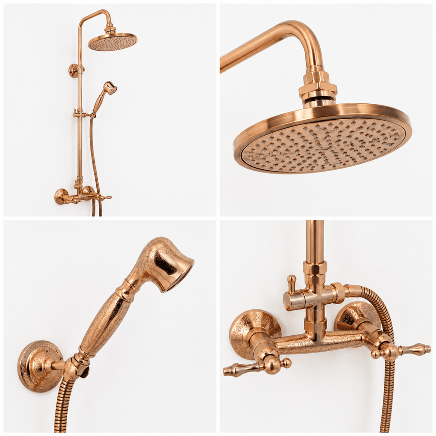 Handmade Copper Shower System – Luxury Rainfall Shower Fixture home decor accent for entryways, bathrooms, kitchens, shelves, and warm artisan interiors - view 1
