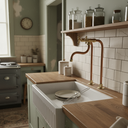 Unlacquered Brass and Copper Kitchen Faucet home decor accent for entryways, bathrooms, kitchens, shelves, and warm artisan interiors - view 2