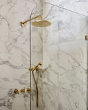 Unlacquered Brass Shower Set — Faucet, Handheld & Rainfall Head Shower Systems product photo