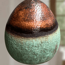 Green Patina Copper Pendant – Oval Cutout Ceiling Light for Rustic Decor Pendant Lighting detail view 3