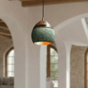 Verdigris copper oval cutout pendant — Mediterranean ceiling light — Brass For Homes